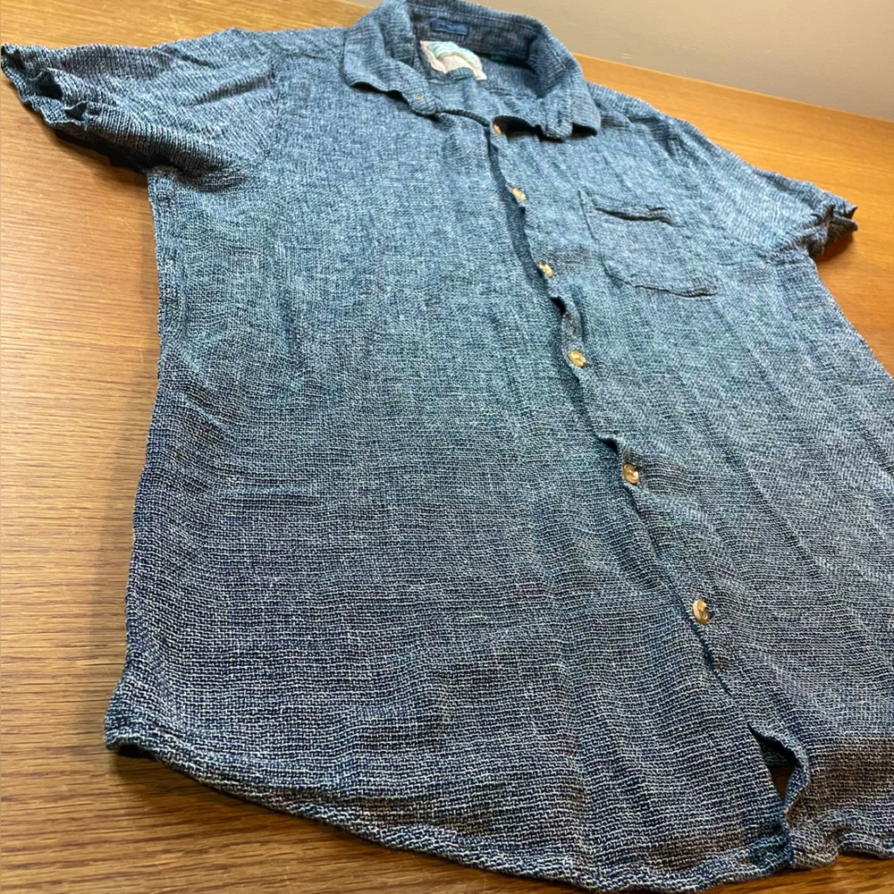 Tenth + Ocean Linen Shirt Men's XL Navy SS Lightweight Resort Vacation Holiday - Picture 5 of 13